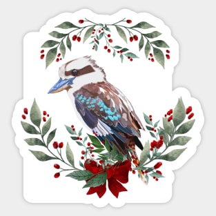 Kookaburra Australian Christmas Wreath Sticker